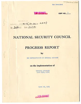 National Security Council Progress Report by the National Security Council Representative on Internal Security on the Implementation of Internal Security (NSC 17/4; 17/6)