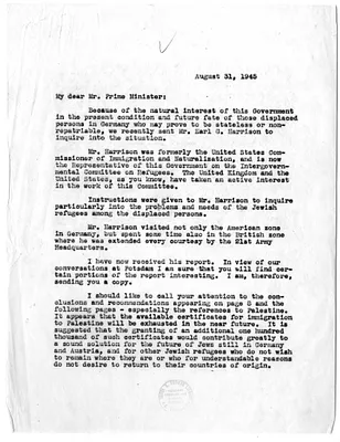 Letter to Prime Minister Clement Attlee
