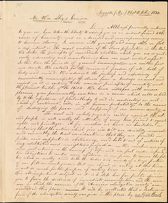 Letter from Emery Brown and Louis O. Cowan, Augusta, M[ain]e, to William Lloyd Garrison, 1833 October 21st