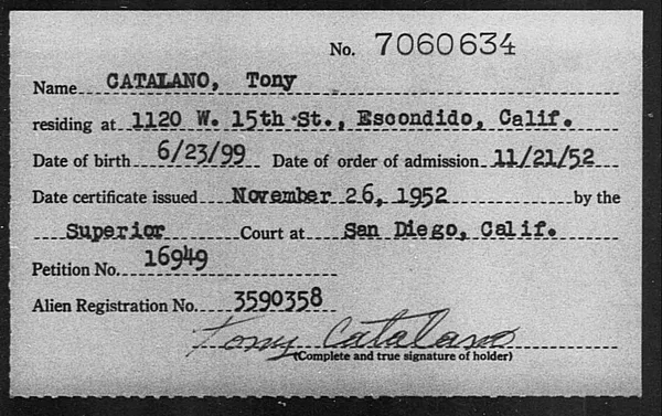 Catalano, Tony - 1952