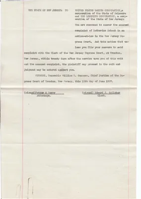 Subpoena, June 15, 1927