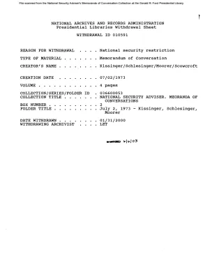 July 2, 1973 - Kissinger, Schlesinger, Moorer