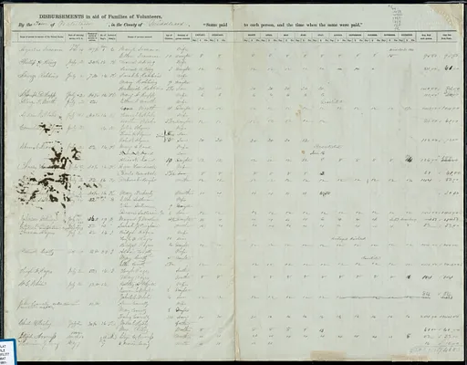 Disbursements in the aid of families of volunteers