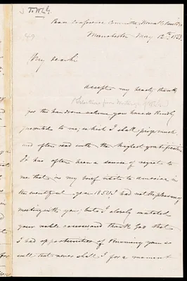 Letter from Frederick William Chesson, Peace Conference Committee, Manchester, [England], to William Lloyd Garrison, May 12th, 1853