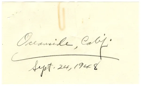Press Release, Speech of President Harry S. Truman, Oceanside, California