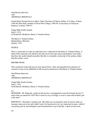 Oral History Interview with Arthur R. Ringwalt