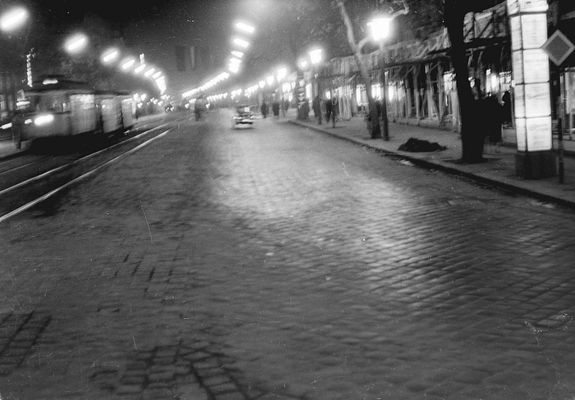 Nighttime Scene on Teréz körút, Budapest, 1962