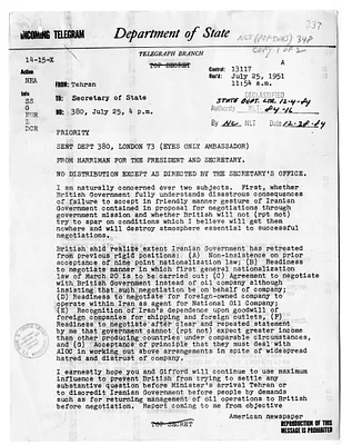 Telegram from Ambassador Henry Grady to Secretary of State Dean Acheson, Number 380