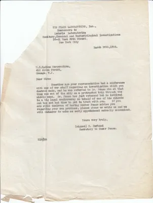 Letters Received, March 26, 1924