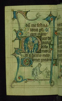 Leaf from Book of Hours: Vespers from Hours of the Virgin, Initial D with John the Baptist