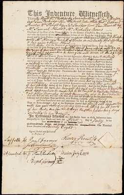 Abigail Hatch indentured to apprentice with Henry Prentiss of Boston, 1 July 1778
