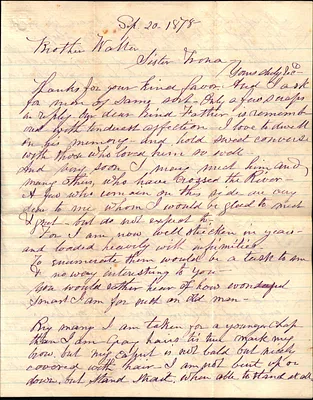 Lucius Smith to Walter and Frona Spooner Sept. 20 1878