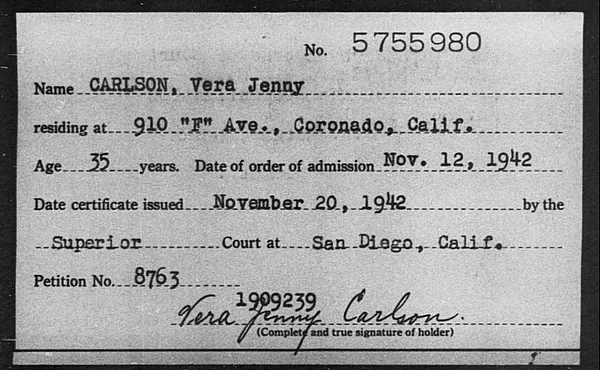 Carlson, Vera Jenny - 1942