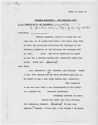 Speech by Eleanor Roosevelt at the University of Illinois, 27 October 1960