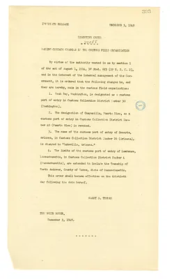 White House Press Release, Executive Order Number 10088