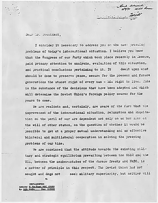 Letter from Leonid Brezhnev to Ronald Reagan (Unofficial translation)