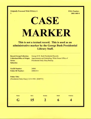 [Presidential Daily Diary] 12/31/1992  [EMPTY]
