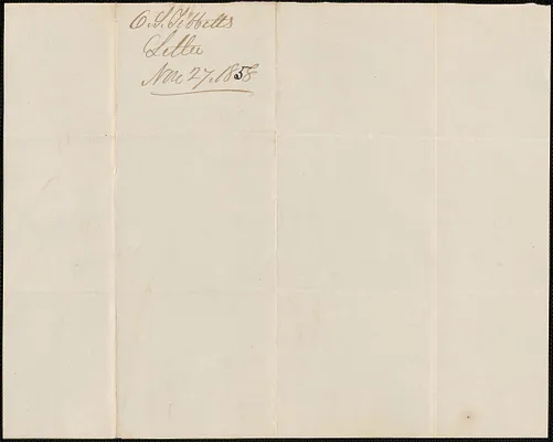 Otis Tibbetts to W. A. Harrington, 27 November 1858