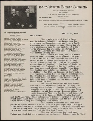 Elizabeth Gurley Flynn typed letter signed (circular), Boston, Mass., February 21, 1925