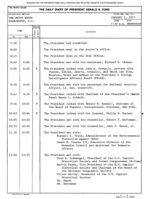 President Gerald R. Ford's Daily Diary, January 05, 1977