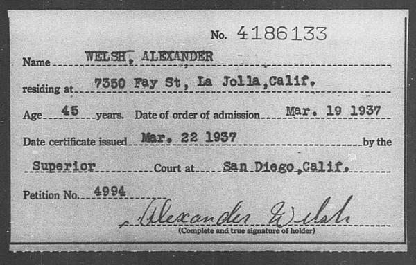 Welsh, Alexander - 1937