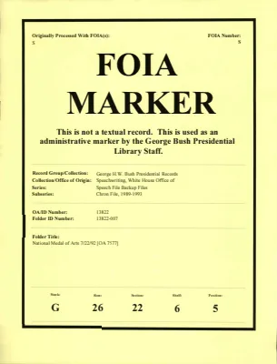 National Medal of Arts 7/22/92 [OA 7577]