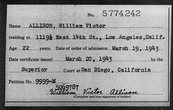 Allison, William Victor - 1943