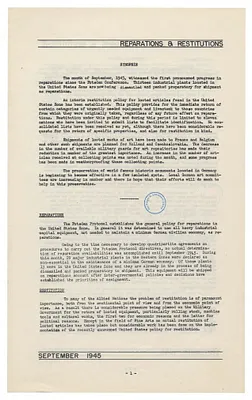 Monthly Report of Military Governor, U.S. Zone, No. 3: Reparations and Restitutions
