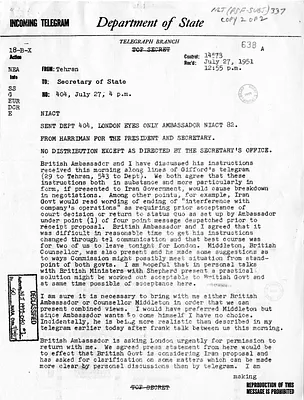 Telegram from Ambassador Henry Grady to Secretary of State Dean Acheson, Number 404