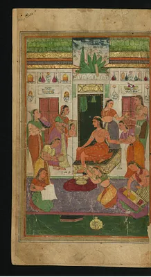 Maidens Bathe a Princess who Inspects Herself in a Mirror