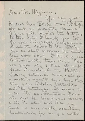 Louise Imogen Guiney autograph letter signed to Thomas Wentworth Higginson, Auburndale, Mass., 1 March 1899