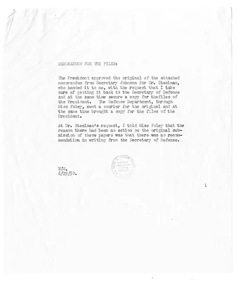Letter from Secretary of Defense Louis Johnson to President Harry S. Truman with Related Material