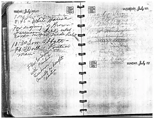Lyndon Johnson's 1953 Desk Diary, beginning 7/10/1953