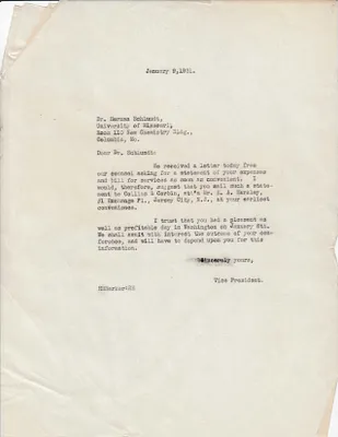Letters Sent to Dr. Herman Schlundt, January 9, 1931