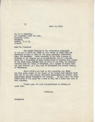 Letters Sent to E.S. Daniells, April 26, 1926