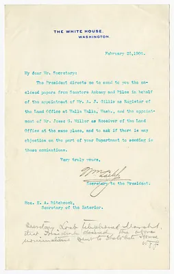 Letter from William Loeb to E. A. Hitchcock