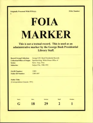 [Correspondence-General, 1991]