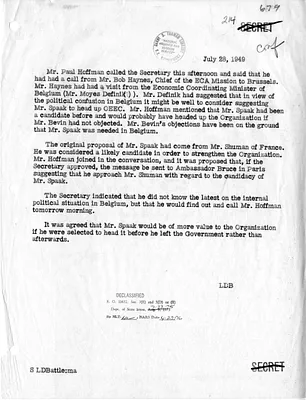 Memorandum of Telephone Conversation with Secretary of State Dean Acheson and Paul Hoffman