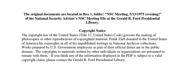 NSC Meeting, 5/13/75 (evening)