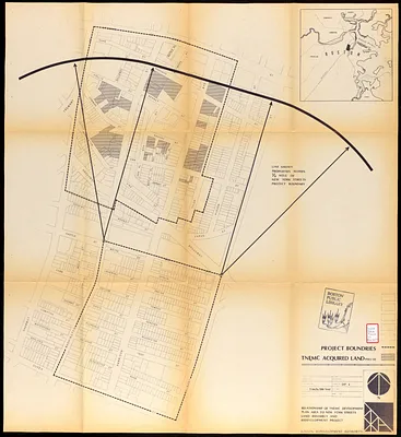 Relationship of TNEMC development plan area to New York streets land assembly and redevelopment project