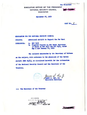 Memorandum from James S. Lay, Jr. to the National Security Council with Attachment