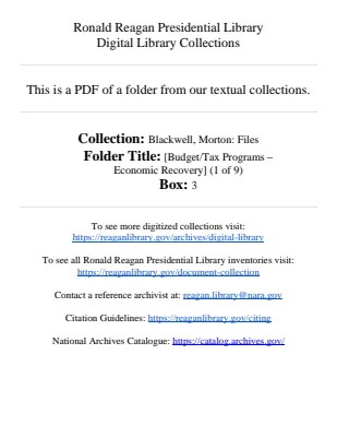 [Budget/Tax Programs – Economic Recovery] (1 of 9)