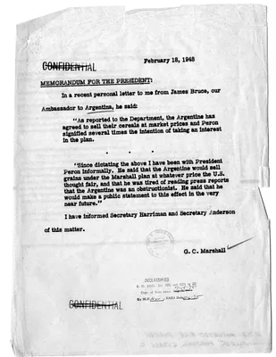 Memorandum from Secretary of State George C. Marshall to President Harry S. Truman