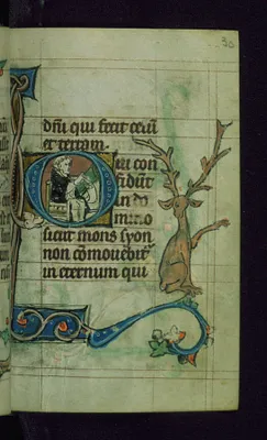 Leaf from Book of Hours: Terce from Hours of the Virgin, Initial Q with a Dominican Monk Writing on a Scroll