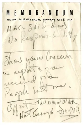 Longhand Note of President Harry S. Truman