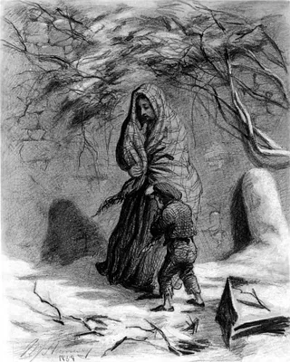 Woman and Boy in the Snow