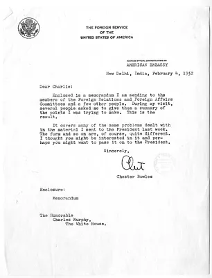 Letter from Chester Bowles to Charles Murphy, with Attachments