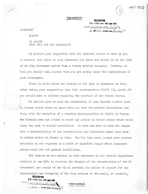 Copy of Telegram from the Department of State to the United States Embassy in Moscow