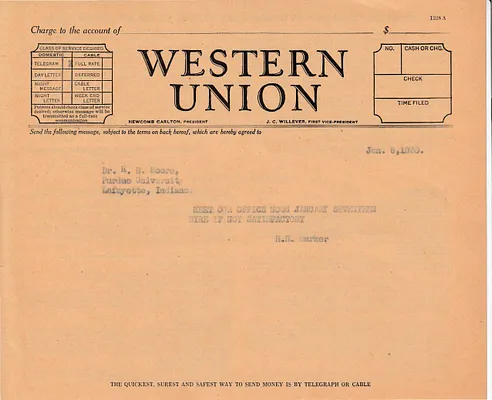 Telegram to Dr. R. B. Moore, January 8, 1930