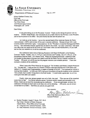 HRC [Hillary Rodham Clinton] LaSalle University Video 6/13/97